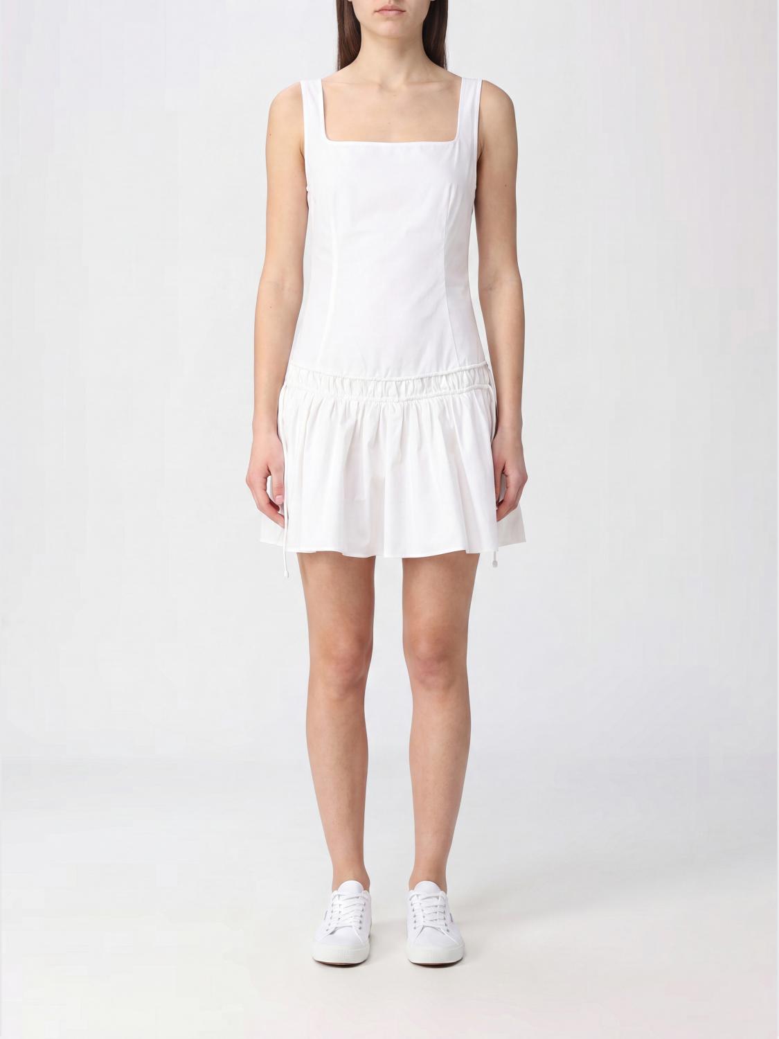 PINKO Enna Off-the-Shoulder Square Neck Cotton Mini Dress