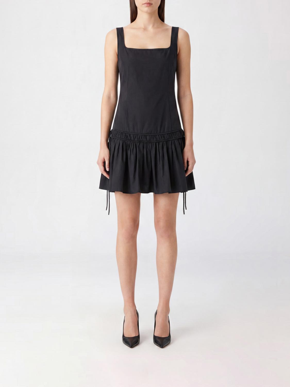 PINKO Enna Off-the-Shoulder Square Neck Cotton Mini Dress