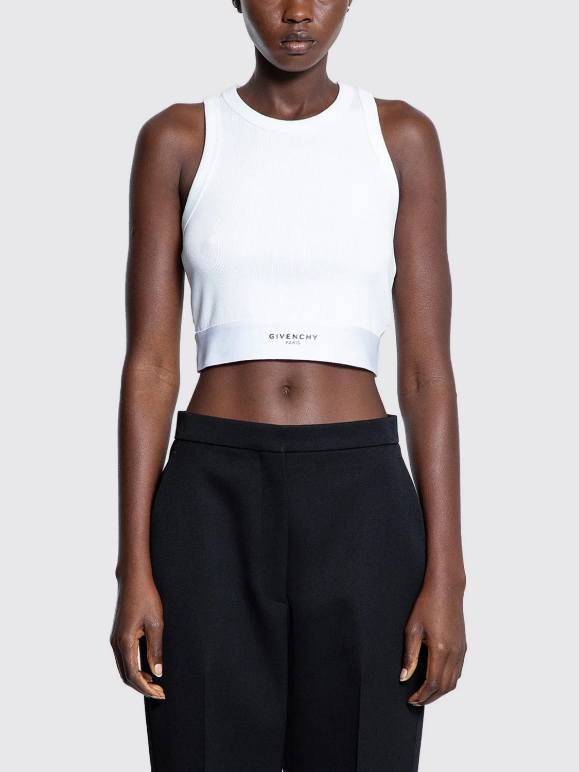 GIVENCHY Top cropped basic in jersey di cotone