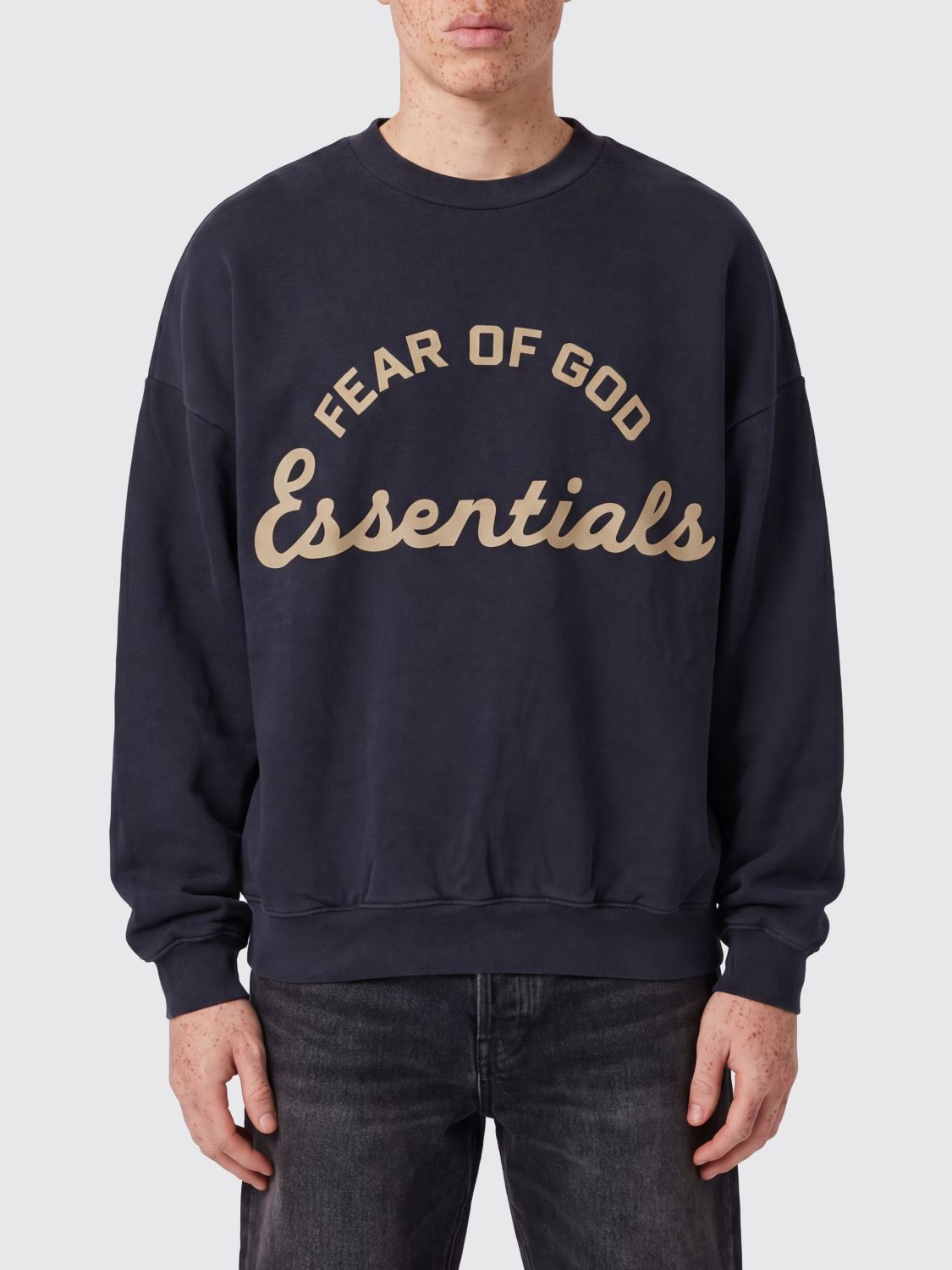 FEAR OF GOD Felpa girocollo in cotone con logo e spalle cadute
