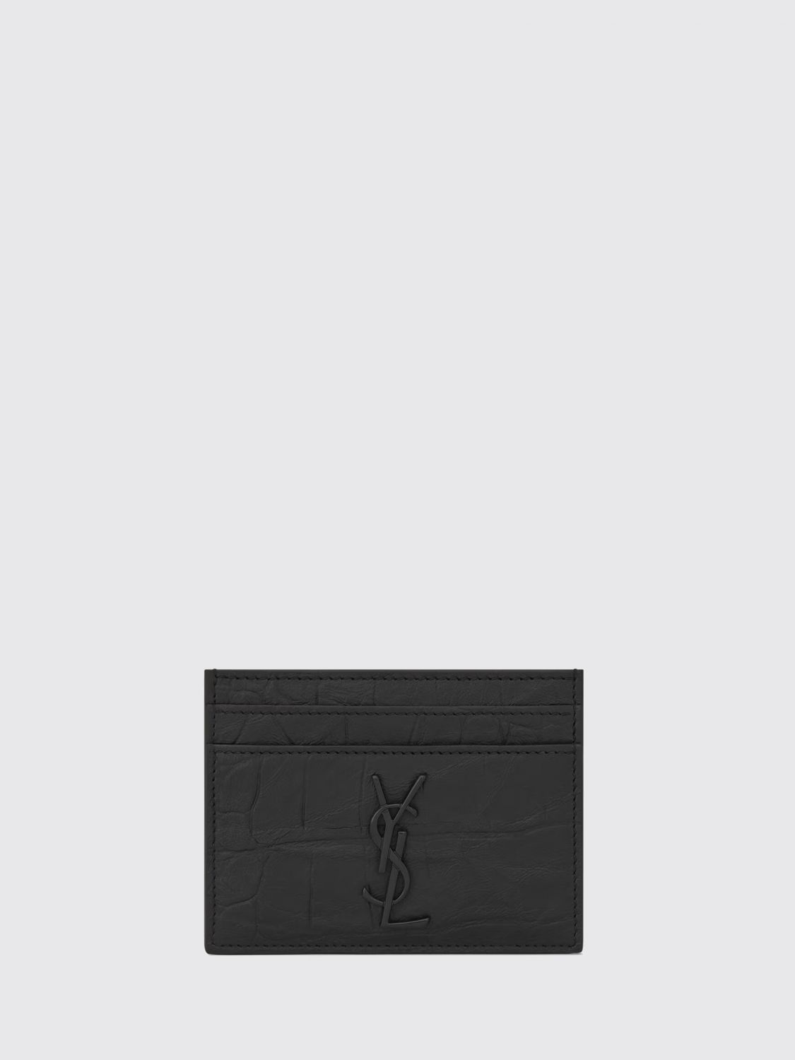 SAINT LAURENT Cassandre Crocodile-Embossed Leather Card Holder　SAINT LAURENT カサンドル クロコダイル型押しレザー カードホルダー SAINT