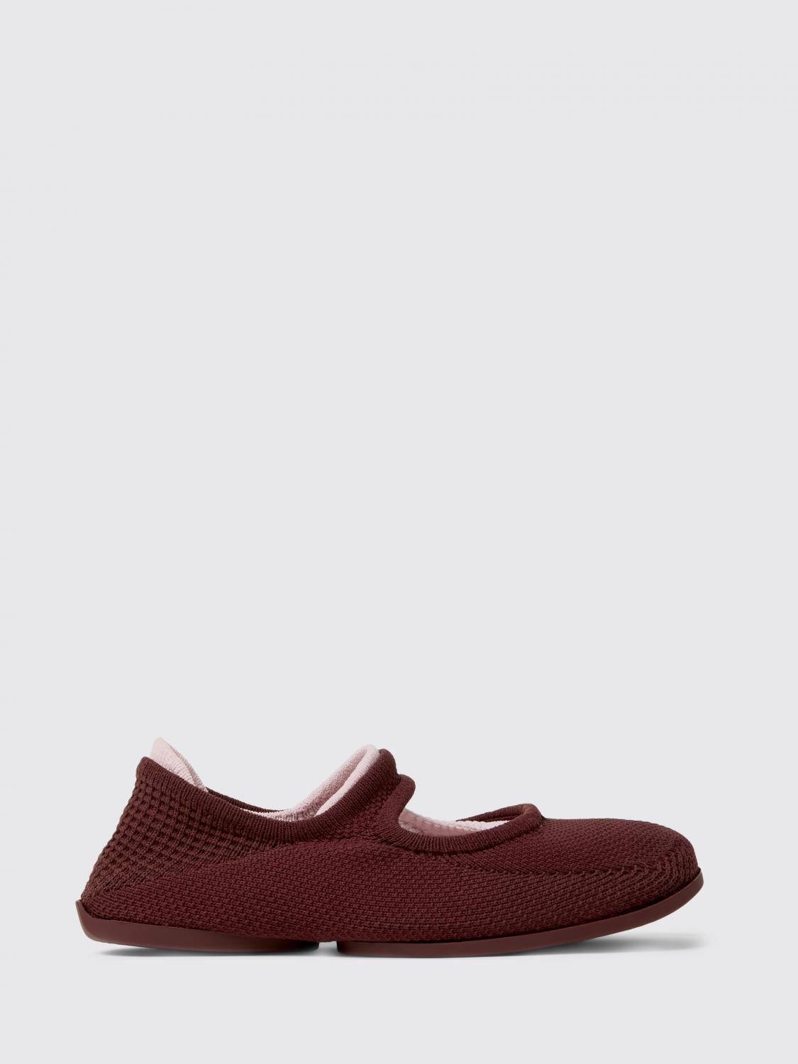 CAMPER Right Niko Mary Jane Ballerinas in Burgundy Recycled Fabric
