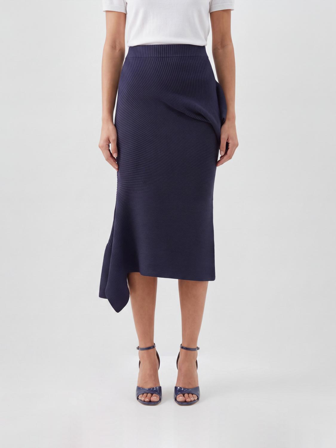 ISSEY MIYAKE Asymmetric Hem Crêpe Pencil Midi Skirt