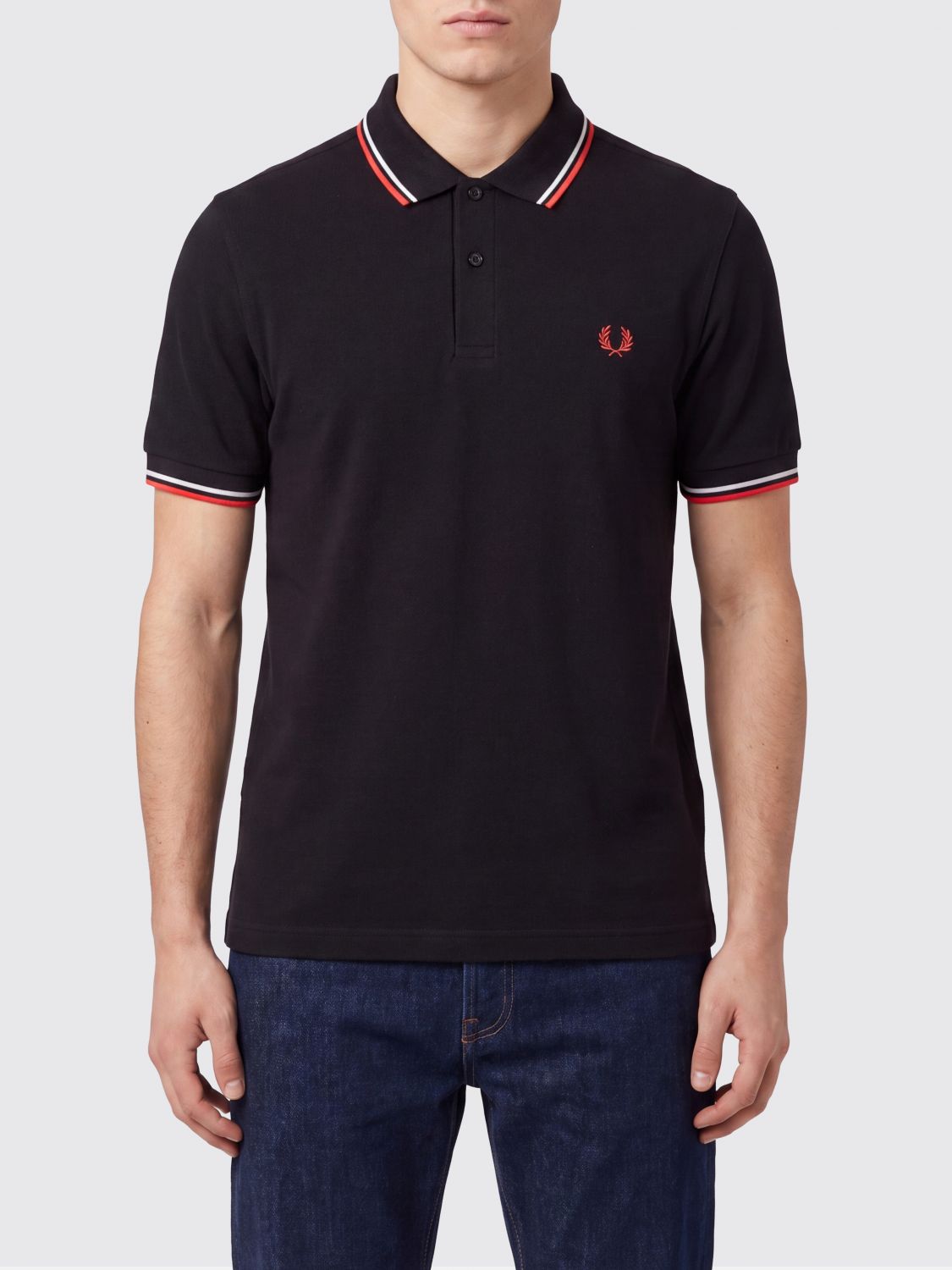 FRED PERRY Cotton Polo Shirt with Contrast Tipping and Embroidered Logo