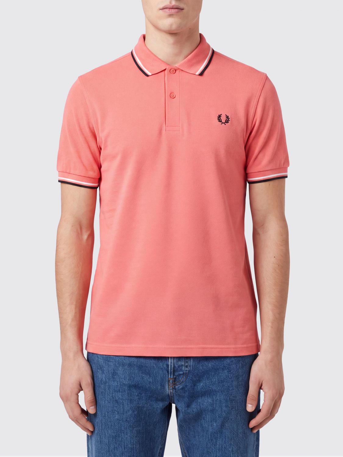 Fred Perry Cotton Polo Shirt with Contrast Tipping and Embroidered Logo