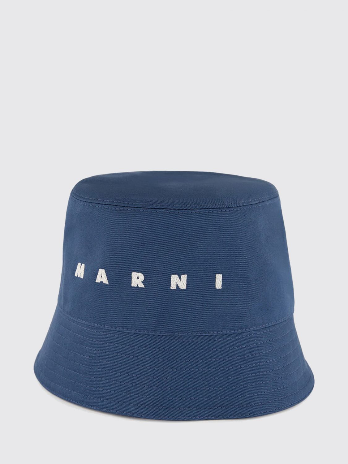 MARNI Cappello da pescatore in cotone con logo a contrasto