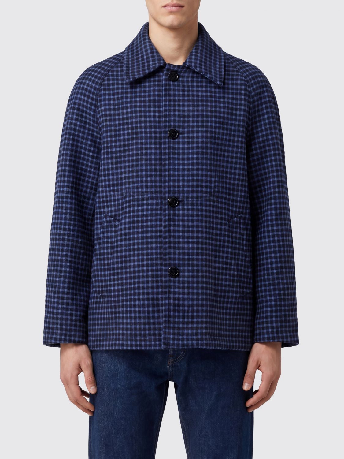 MARNI Giacca a camicia in lana con motivo a quadri Vichy