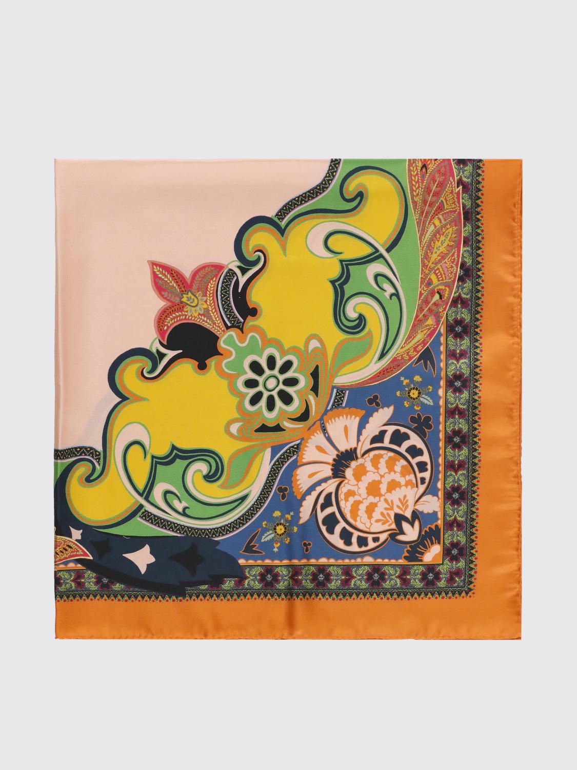 ETRO ETRO Paisley and Abstract Print Silk Square Scarf　ETRO ペイズリーと抽象プリント シルク スクエア スカーフ
