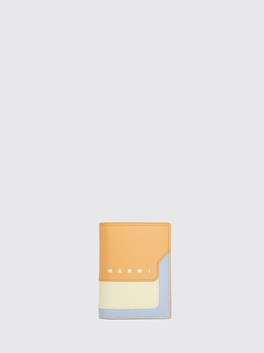 MARNI Orange Saffiano Leather Bifold Wallet with Laminated Logo　MARNI オレンジ サフィアーノ レザー ラミネートロゴ付き 二つ折り財布 MARNI