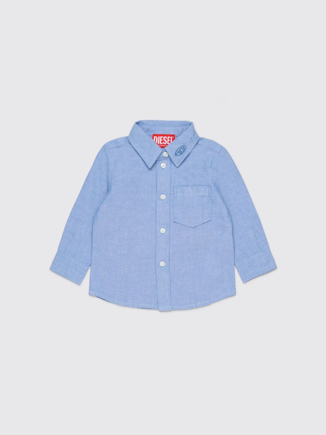DIESEL Boy's Contrast Logo Long-Sleeved Cotton Shirt