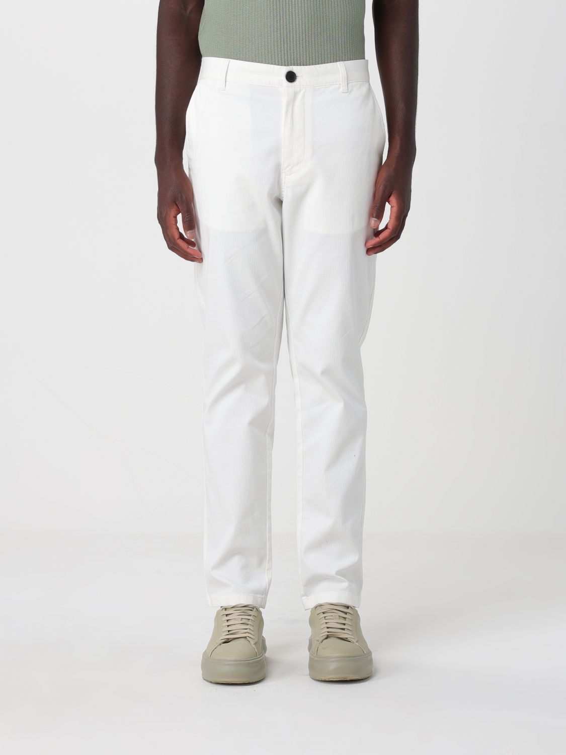ARMANI EXCHANGE Pantaloni chino in cotone stretch con chiusura a zip e bottone