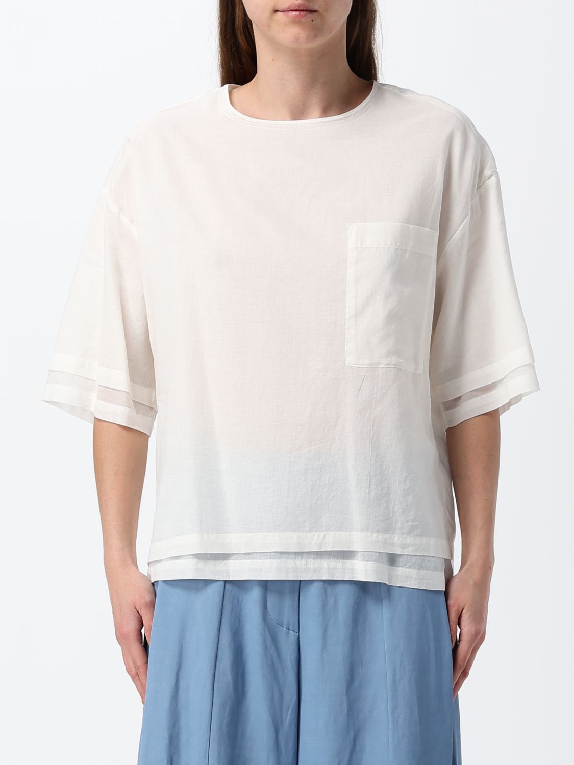 TELA Blusa a maniche corte con spalle cadute e chiusura posteriore