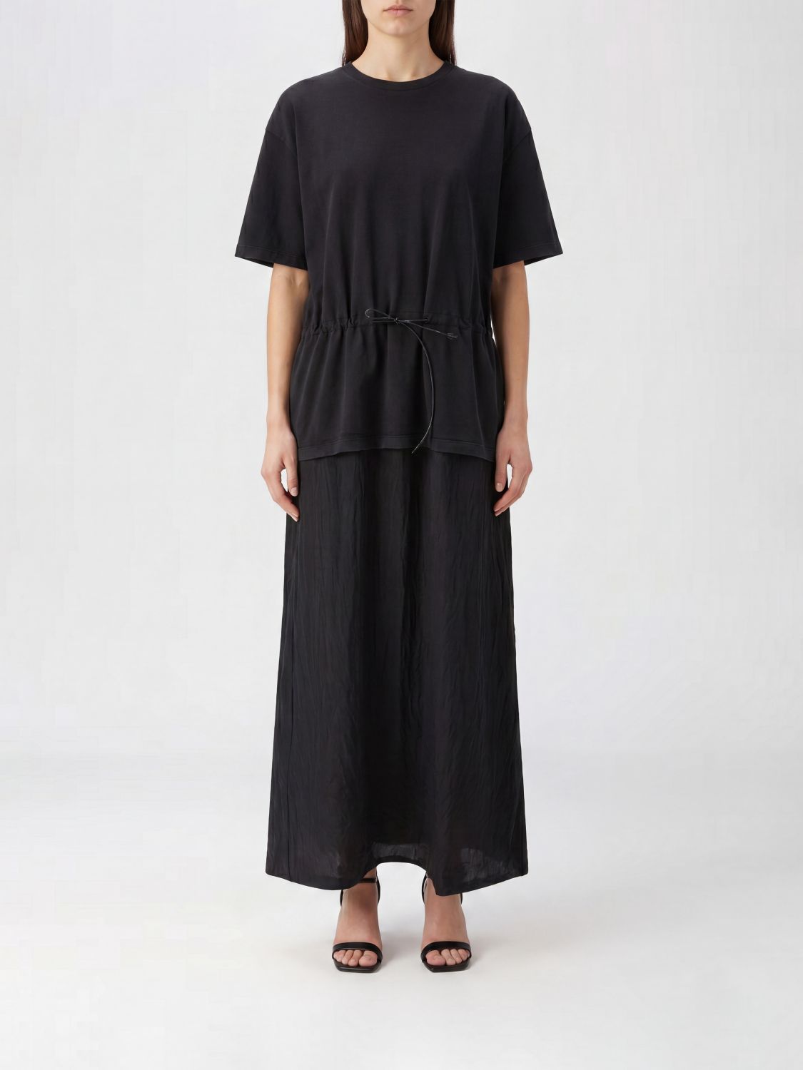 HAIKURE Abito midi A-line in cotone con scollo a girocollo