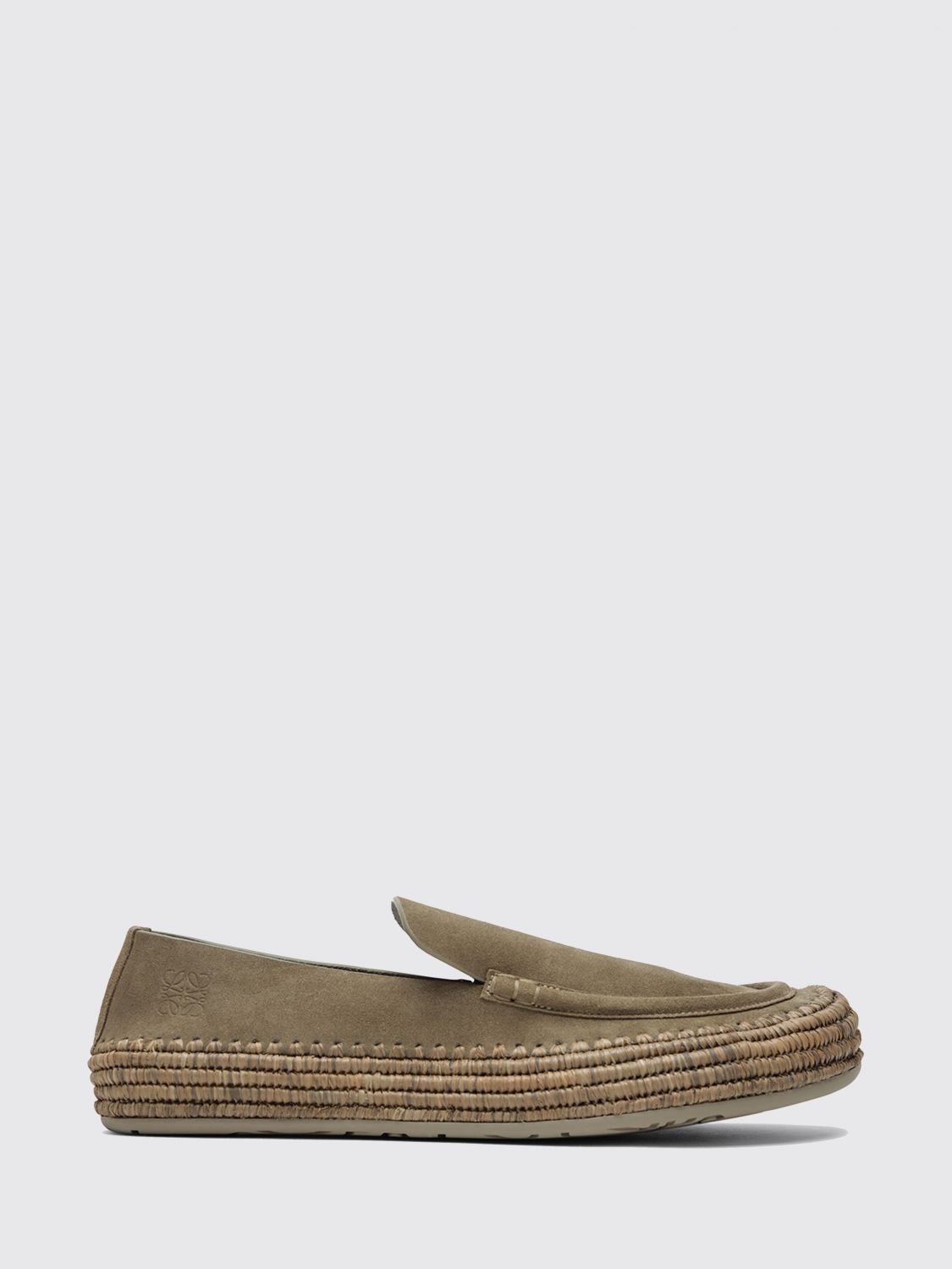 LOEWE Rio Suede Calfskin Loafers with Woven Midsole