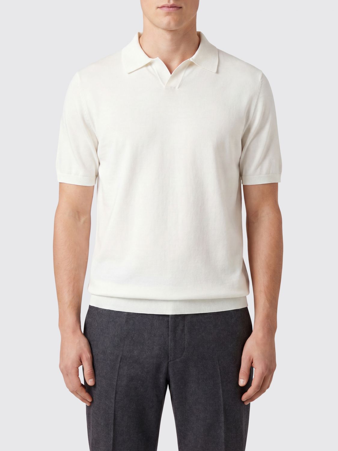 KANGRA Polo in maglia di seta e cashmere a maniche corte