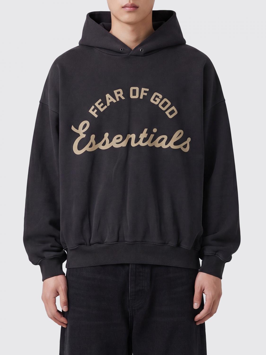 FEAR OF GOD Felpa con cappuccio in cotone con logo a contrasto e spalle cadute