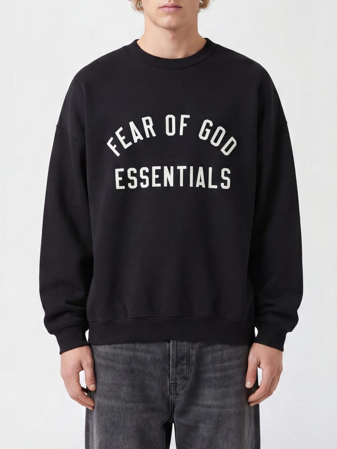 FEAR OF GOD Felpa girocollo in misto cotone con logo a contrasto e spalle cadute