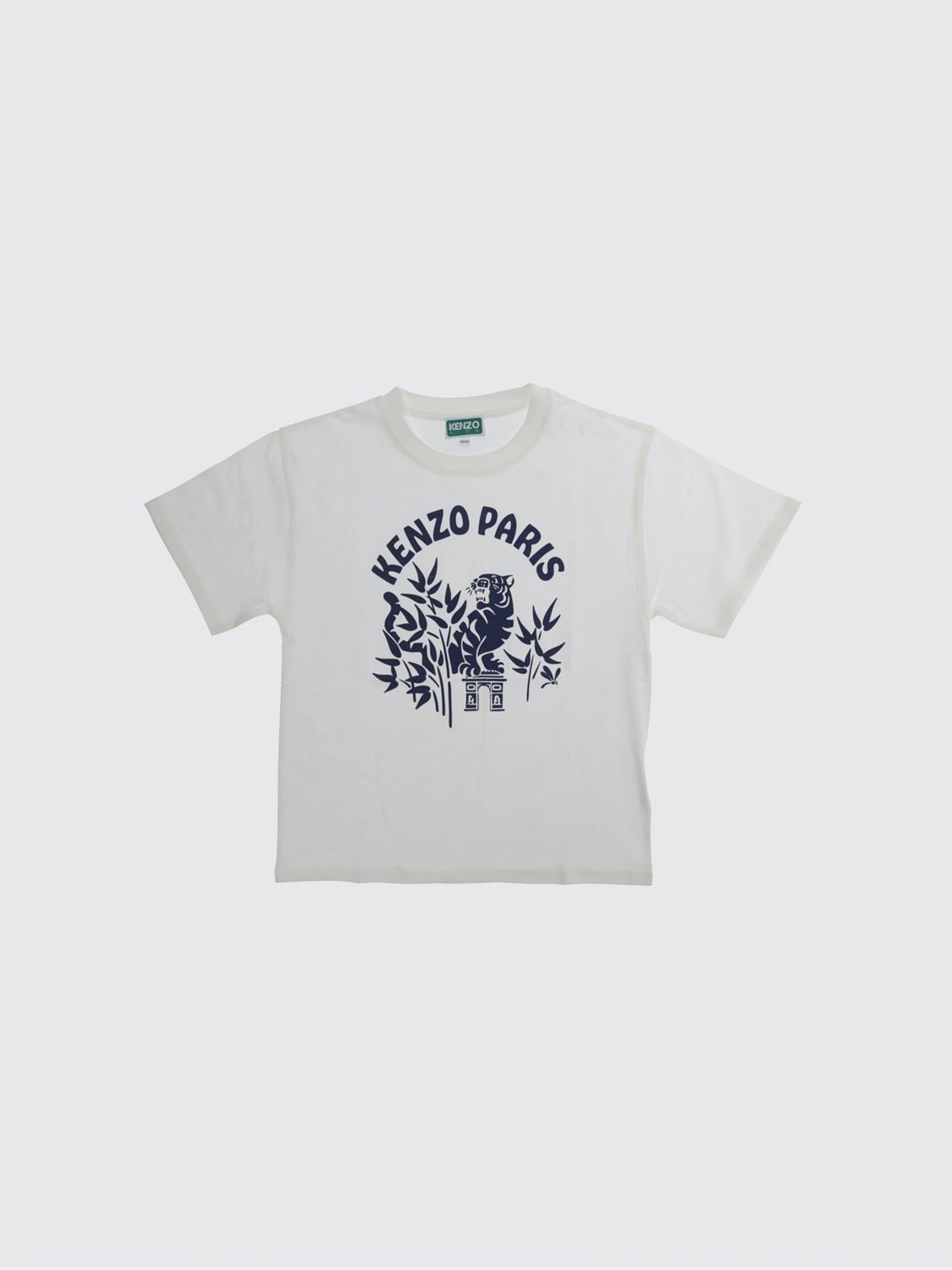 KENZO Boy's Cotton Crewneck T-shirt with Contrasting Front Logo