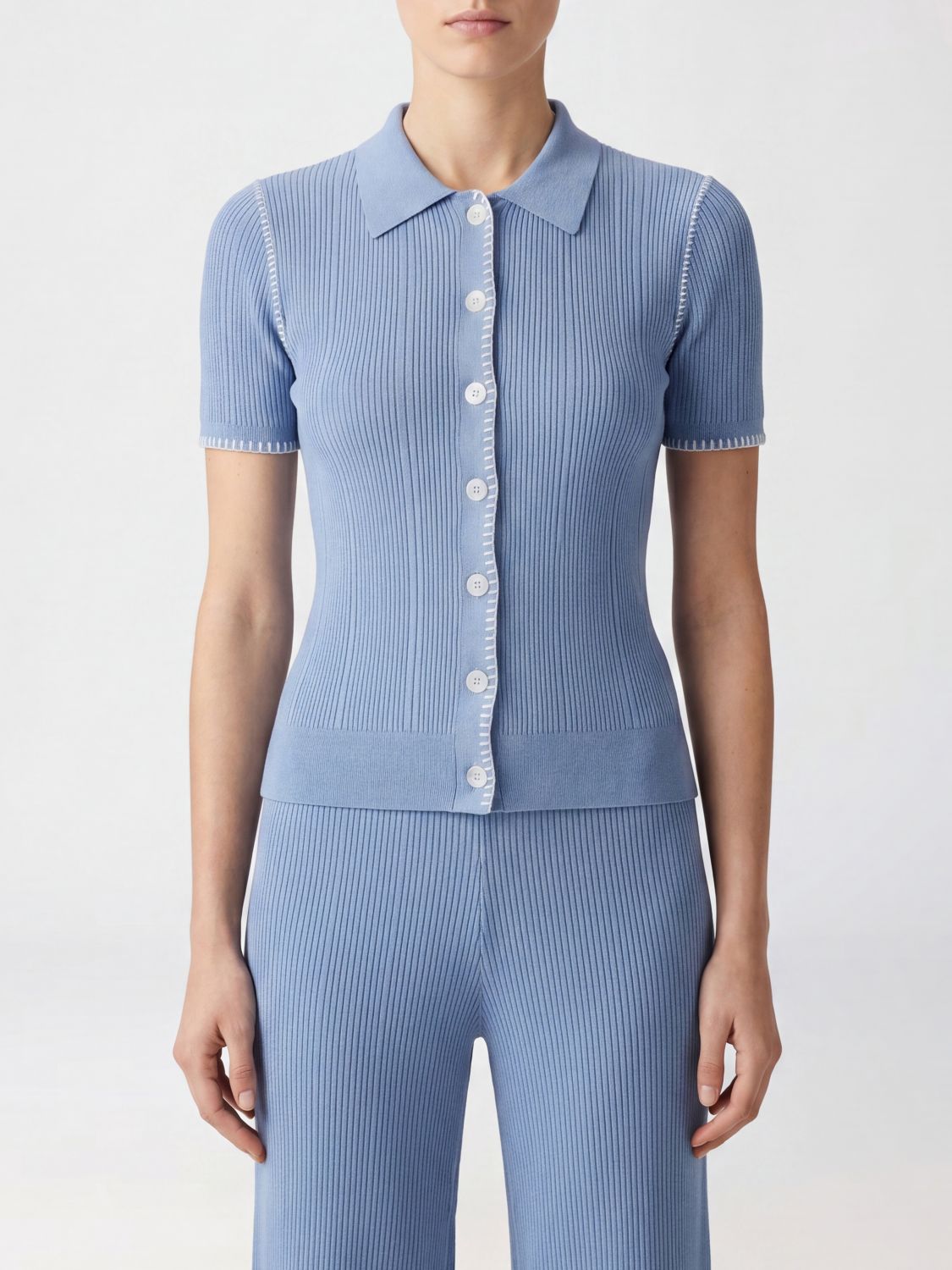 RAG & BONE Polo in maglia a coste in misto viscosa con vestibilità slim