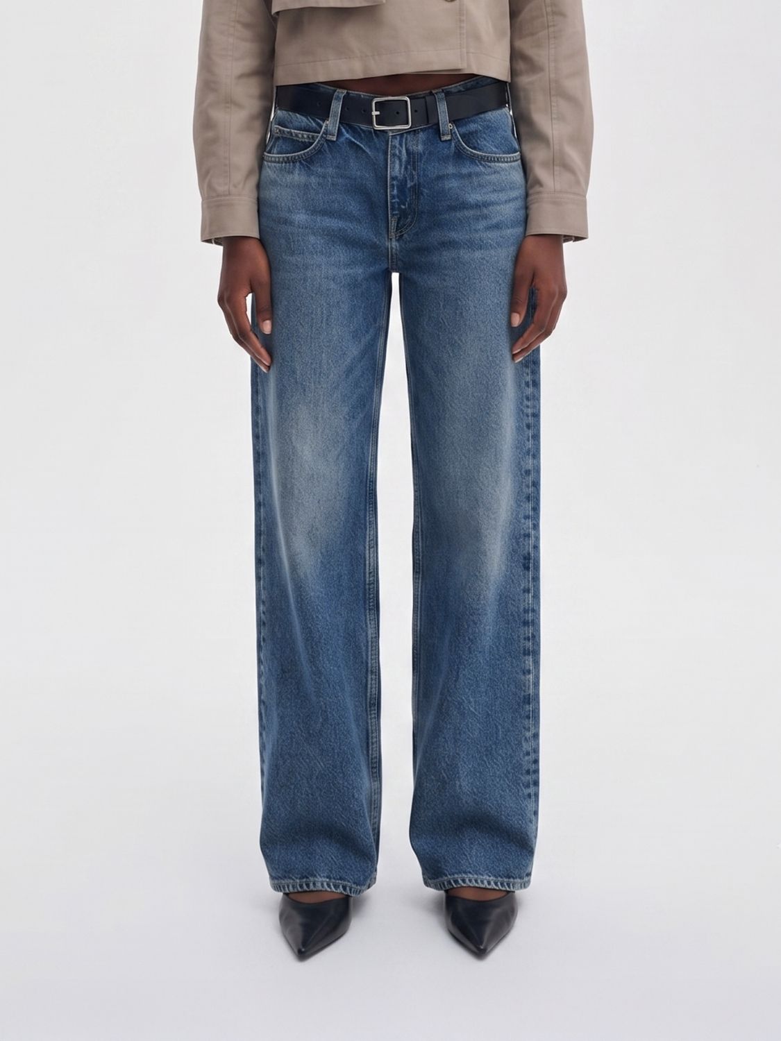 RAG & BONE Jeans wide leg in denim di cotone a vita media