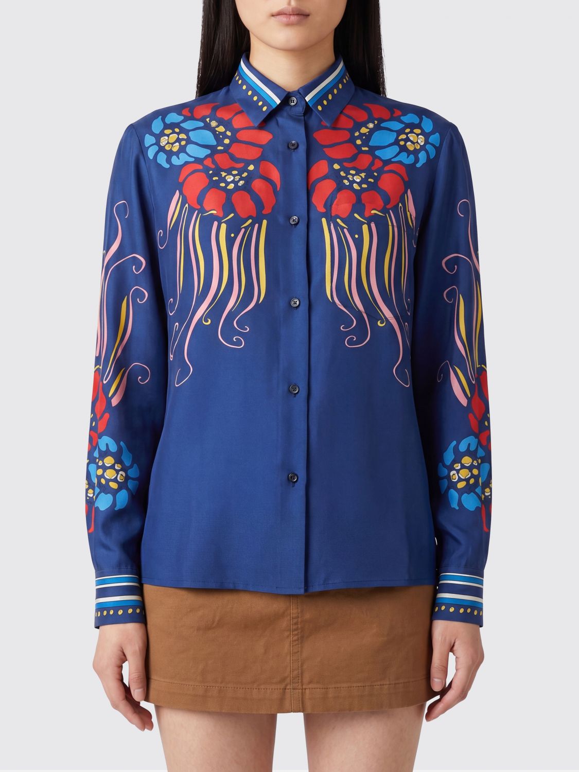 LA DOUBLEJ Boy Shirt in Pure Silk with All-Over Floral Print