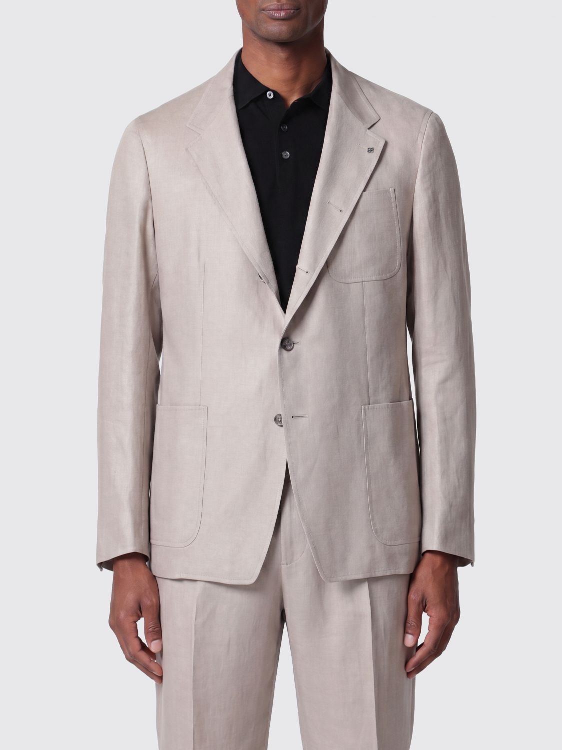 TAGLIATORE Single-Breasted Linen Blazer with Lapel Collar　TAGLIATORE ラペルカラー付き シングルブレスト リネン ブレザー TAGLIATORE