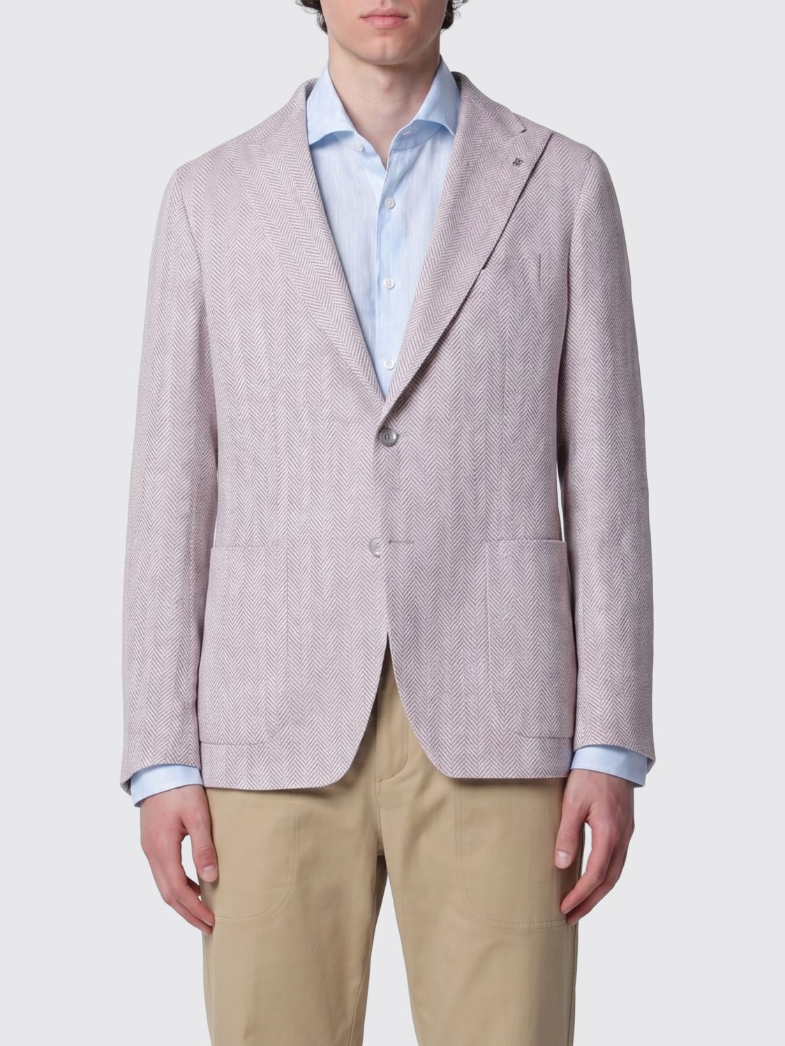 TAGLIATORE Single-Breasted Chevron Wool and Silk-Blend Blazer