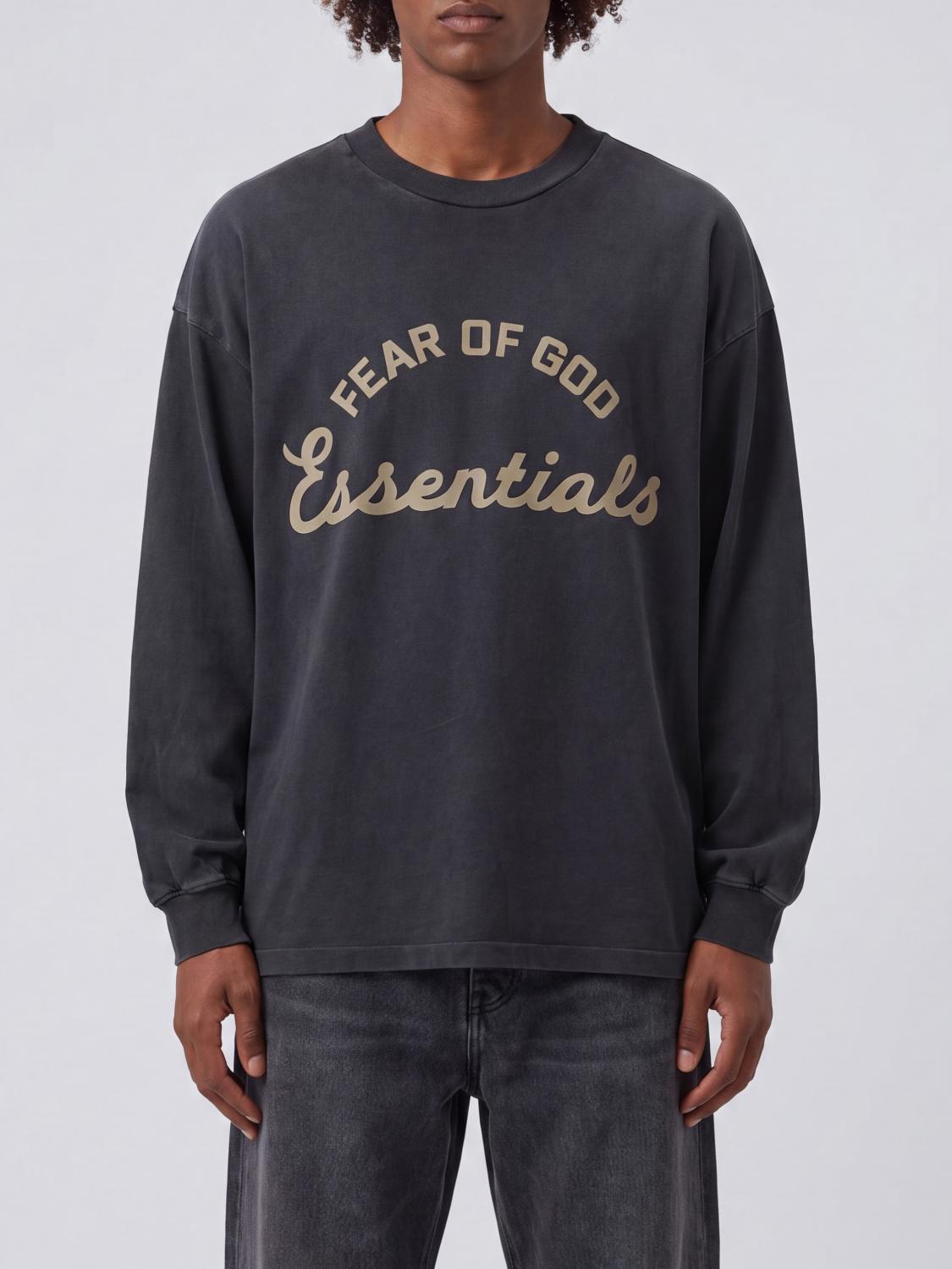 FEAR OF GOD T-shirt a maniche lunghe in cotone con logo e spalle cadute