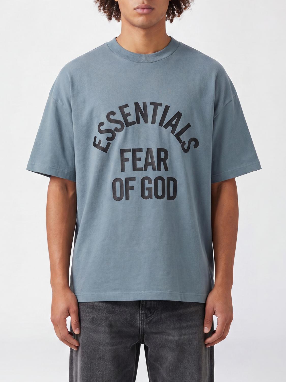 FEAR OF GOD T-shirt in cotone con logo a contrasto e spalle cadute
