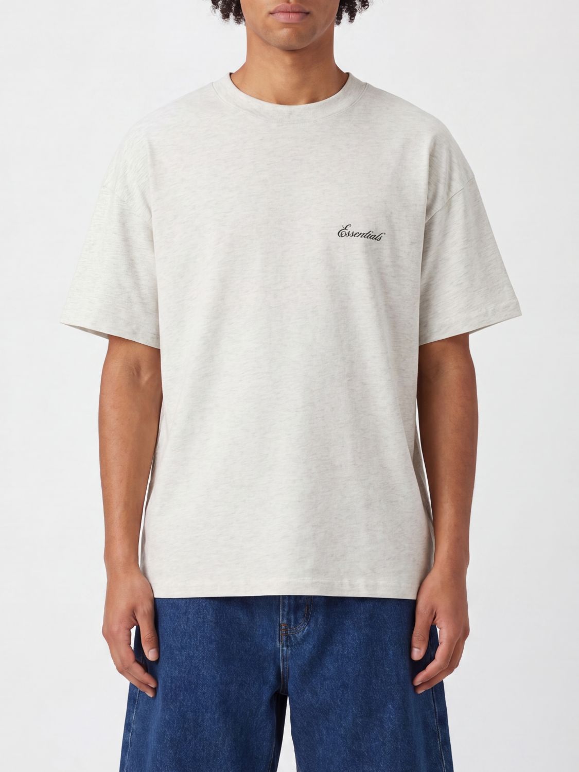 FEAR OF GOD Crewneck T-Shirt in Cotton with Contrast Embroidered Logo　FEAR OF GOD コントラスト刺繍ロゴ入りコットン クルーネック T シャツ FEAR