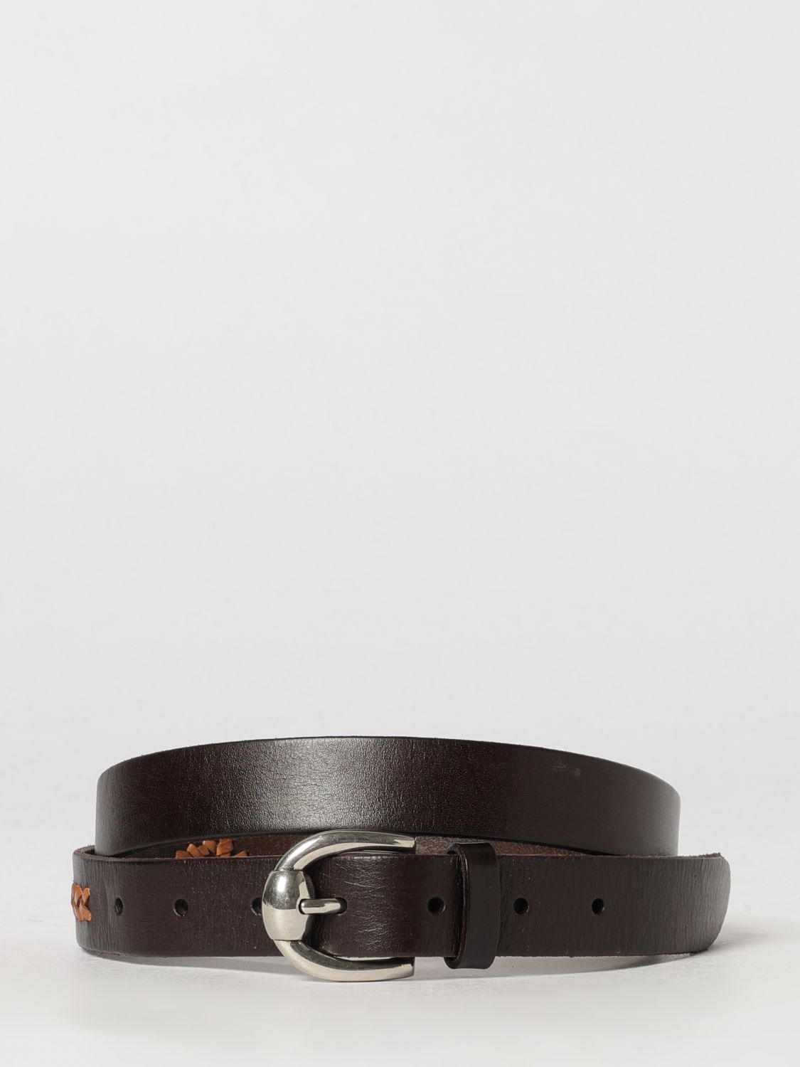 BRUNELLO CUCINELLI Bicolour Woven Leather Belt with Pin Buckle Clasp