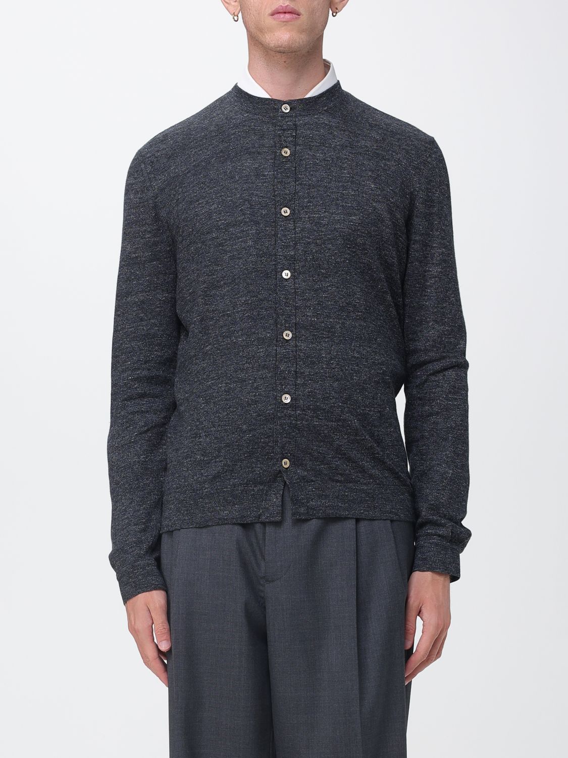 BRUNELLO CUCINELLI Cardigan in cotone con scollo a girocollo e vestibilità slim