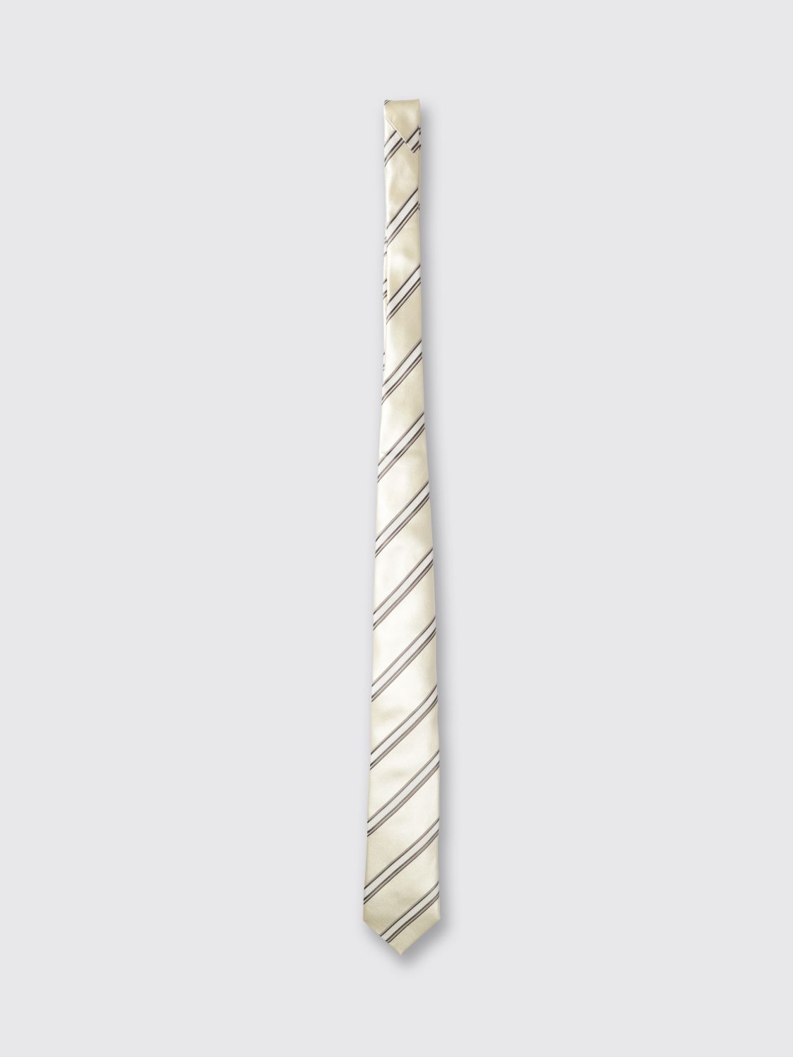 BRUNELLO CUCINELLI BRUNELLO CUCINELLI Classic Tie in Pure Silk with a Bicolour Striped Pattern　BRUNELLO CUCINELLI バイカラーストライプ柄のピュアシルククラシックネク