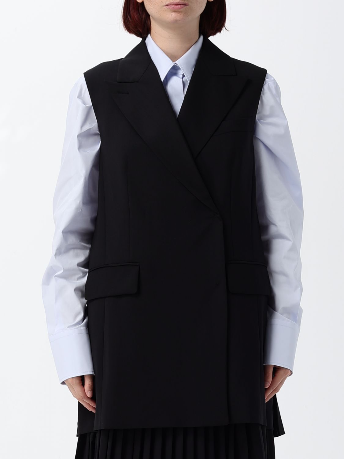 SPORTMAX Gilet sartoriale doppiopetto in lana vergine con rever