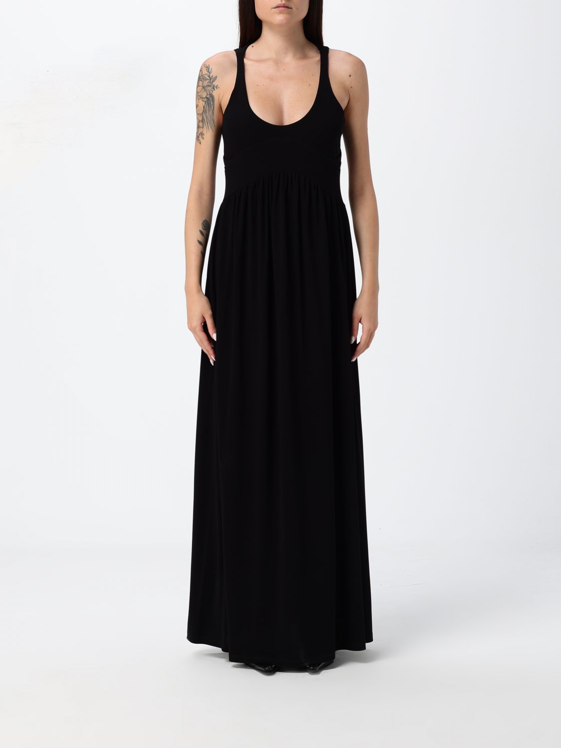 SPORTMAX Abito lungo A-line in jersey di viscosa con dettagli cut-out