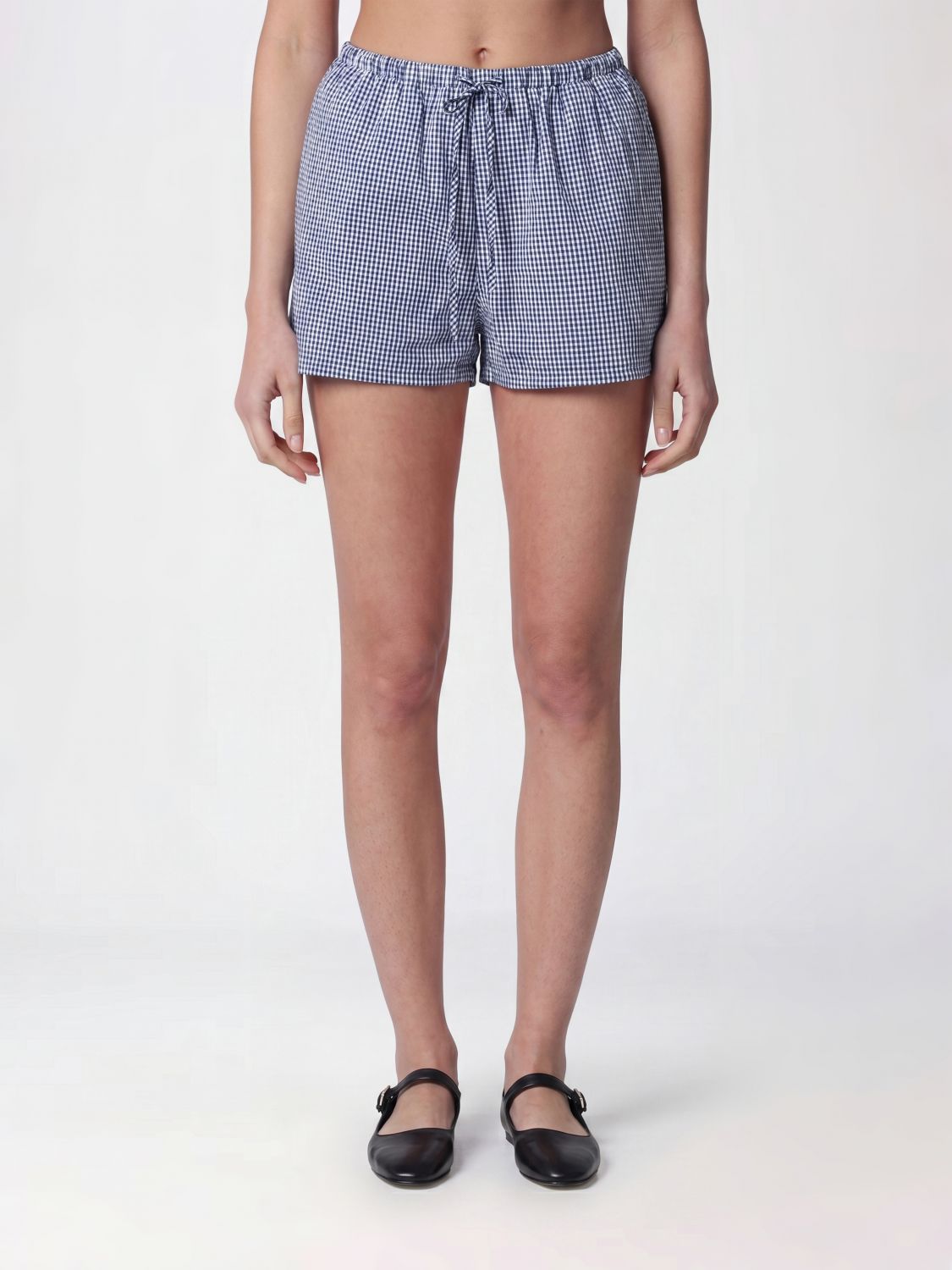 DUNST Pantaloncini a quadri Vichy in misto cotone con coulisse in vita