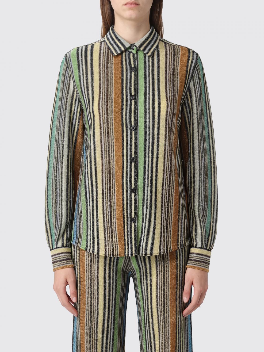 MISSONI Camicia a maniche lunghe in viscosa e lurex a righe multicolor