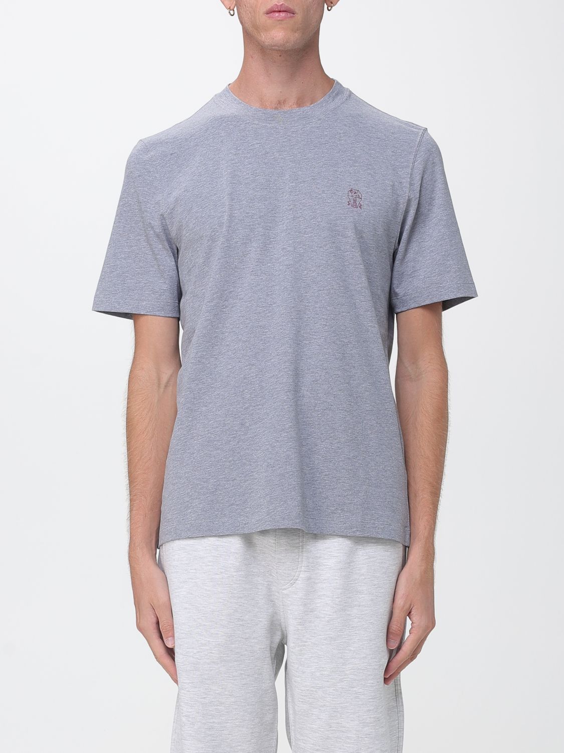 BRUNELLO CUCINELLI Cotton Crew-Neck T-Shirt with Contrast Logo