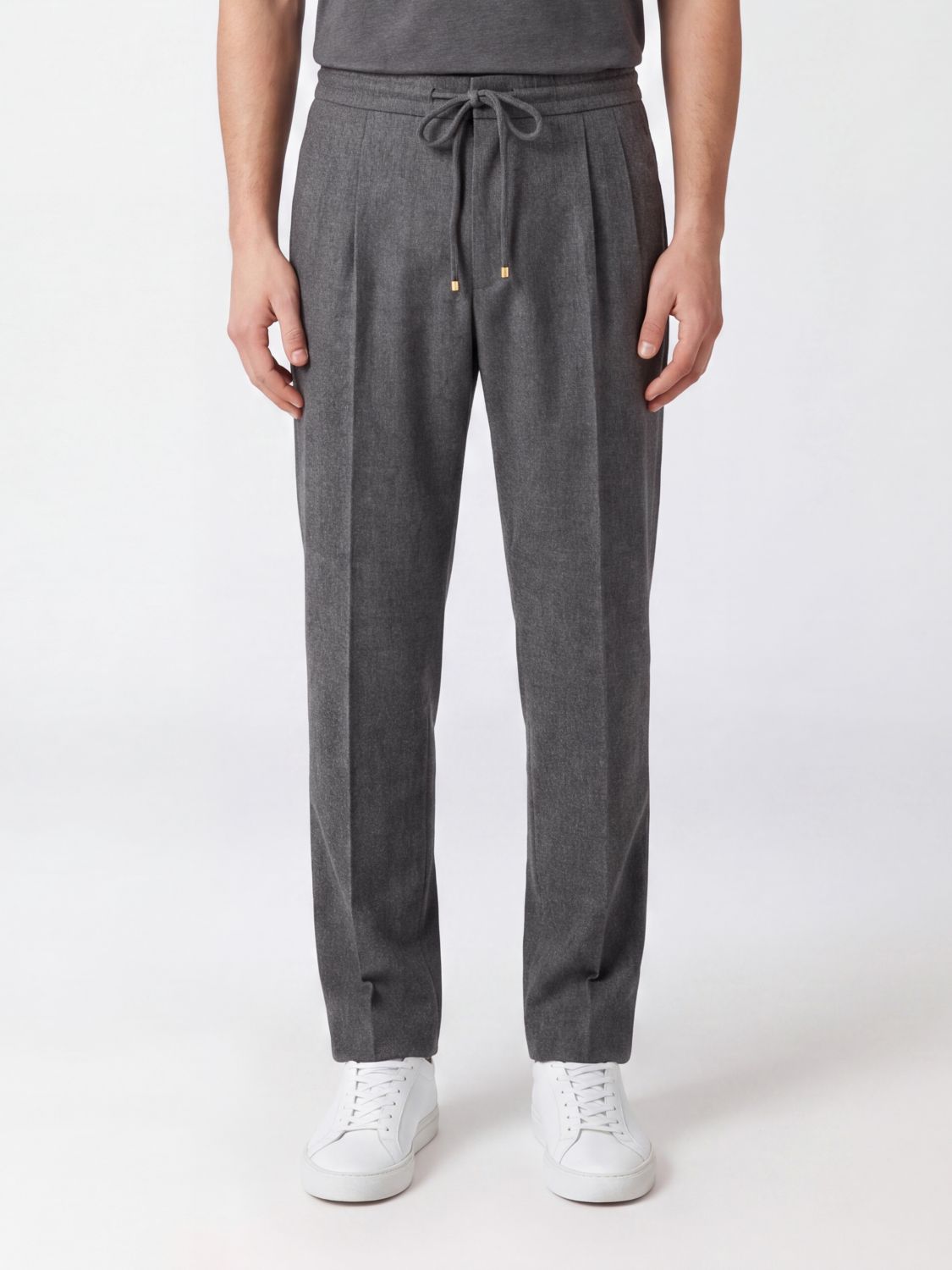 BRUNELLO CUCINELLI Wollhose mit geradem Bein und Kordelzug in der Taille