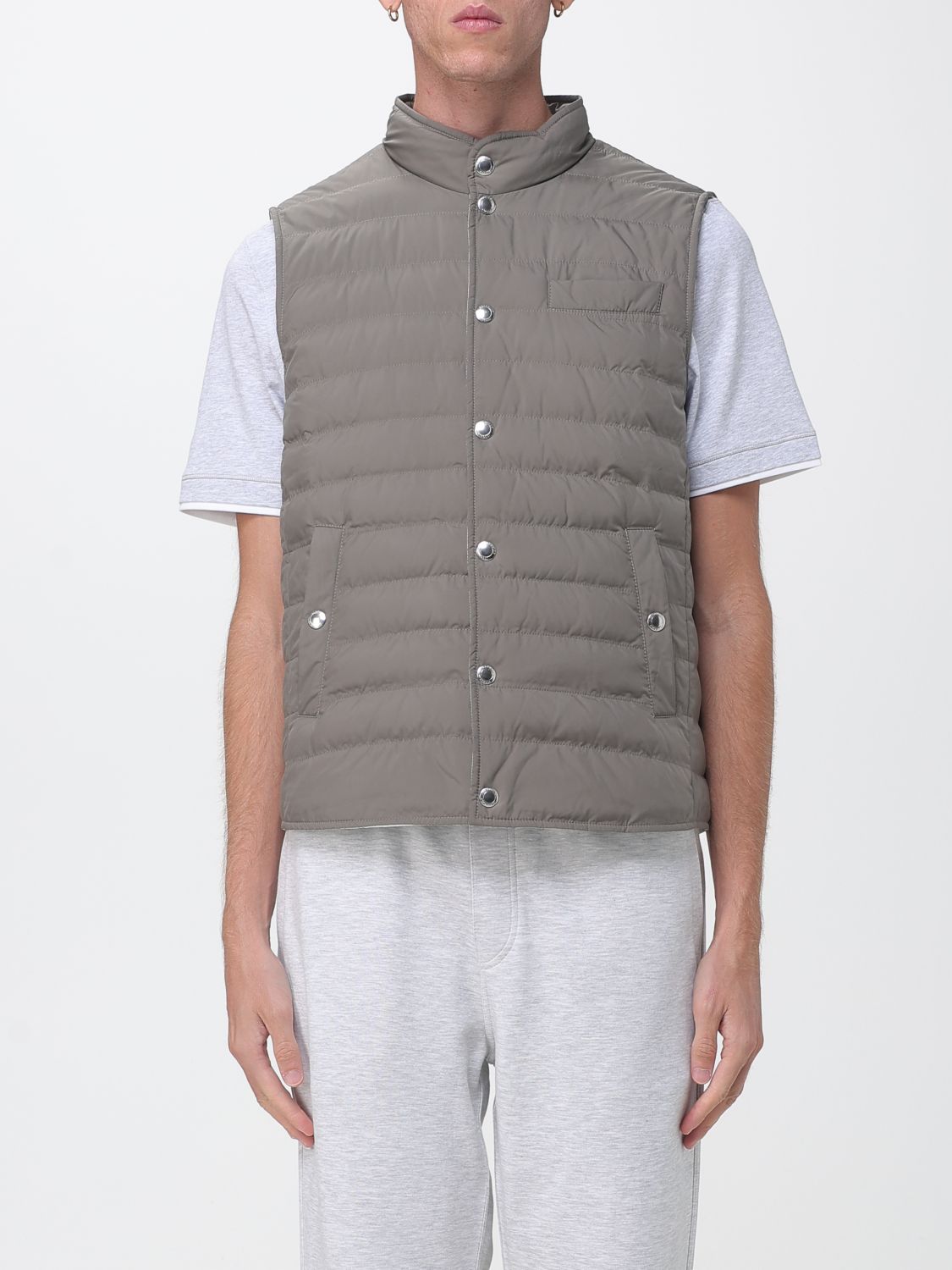 Brunello Cucinelli Water-Repellent Nylon Padded Gilet with High Neck