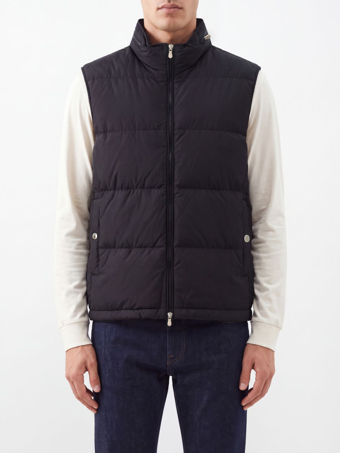 BRUNELLO CUCINELLI Quilted Nylon Padded Gilet with Packable Hood