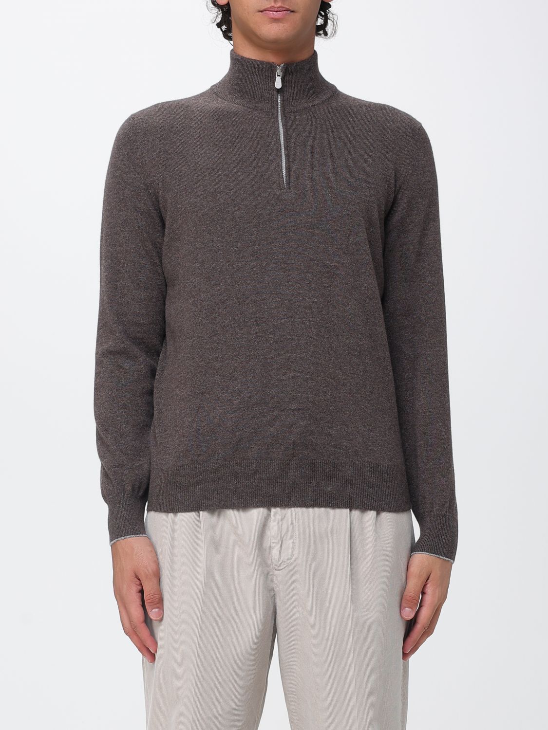 BRUNELLO CUCINELLI Slim Fit Half-Zip Cashmere Turtleneck Jumper