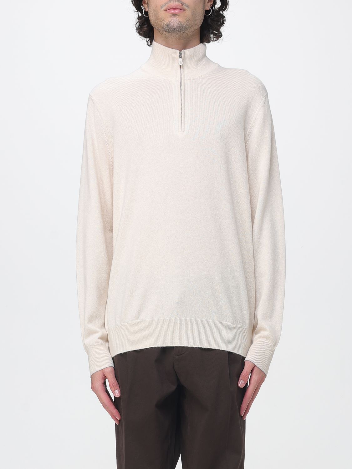 BRUNELLO CUCINELLI Slim Fit Half-Zip Cashmere Turtleneck Jumper