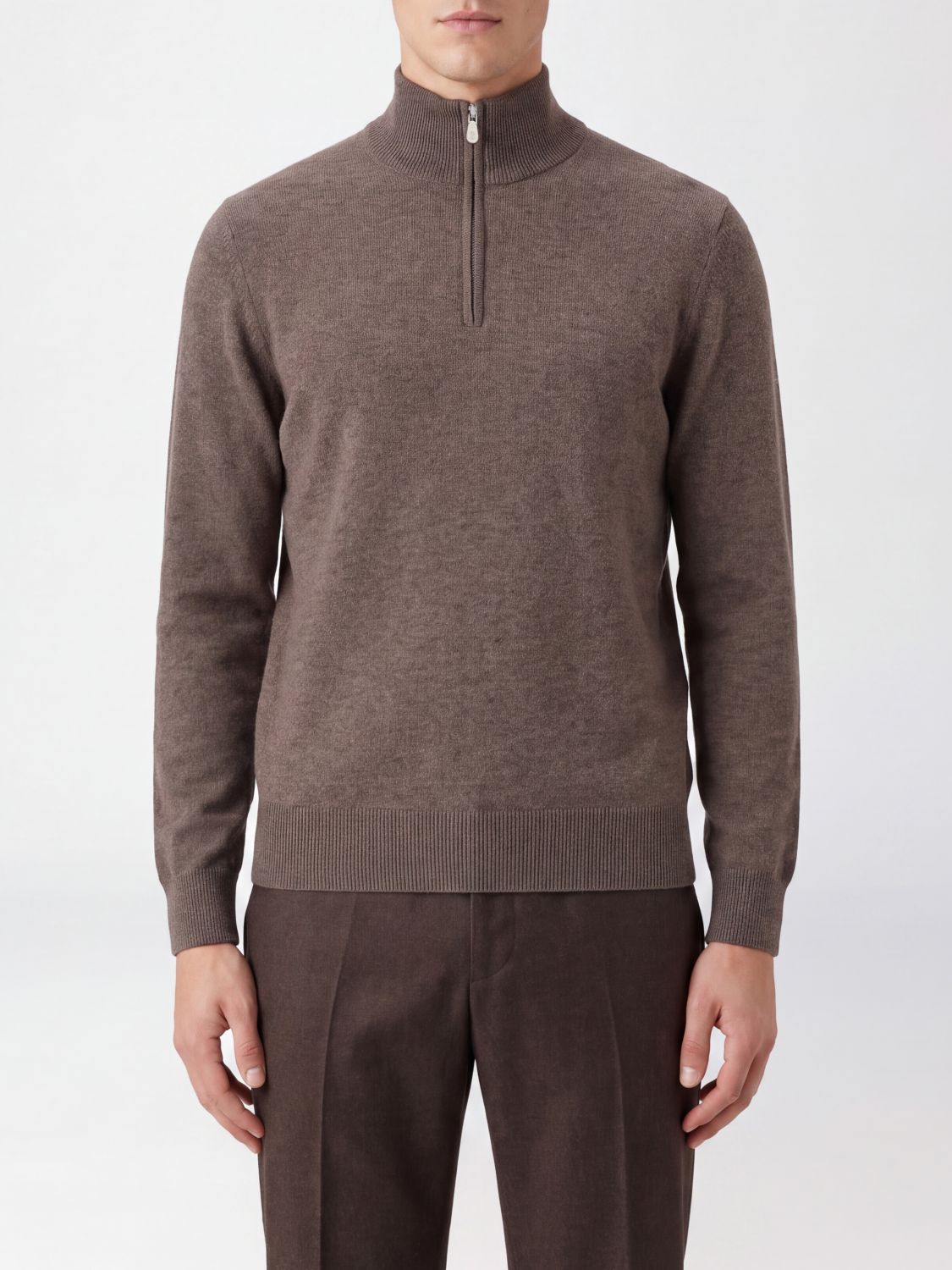 BRUNELLO CUCINELLI Slim Fit Half-Zip Cashmere Turtleneck Jumper