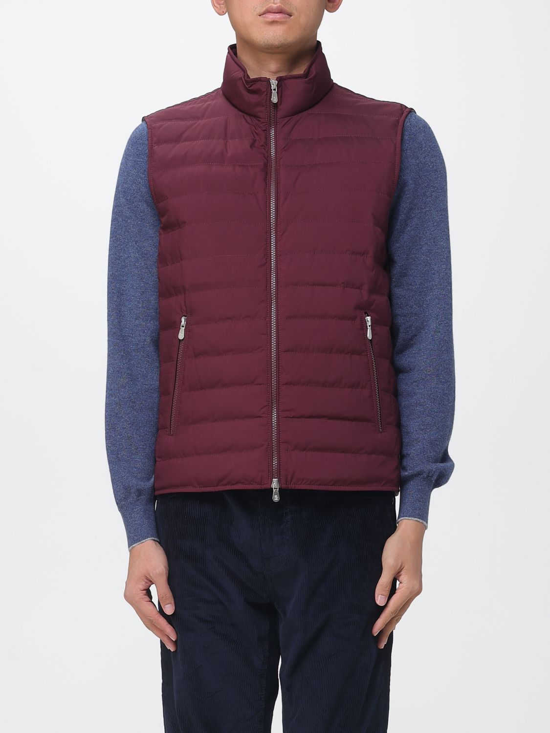 BRUNELLO CUCINELLI Gilet imbottito e trapuntato in nylon con collo alto