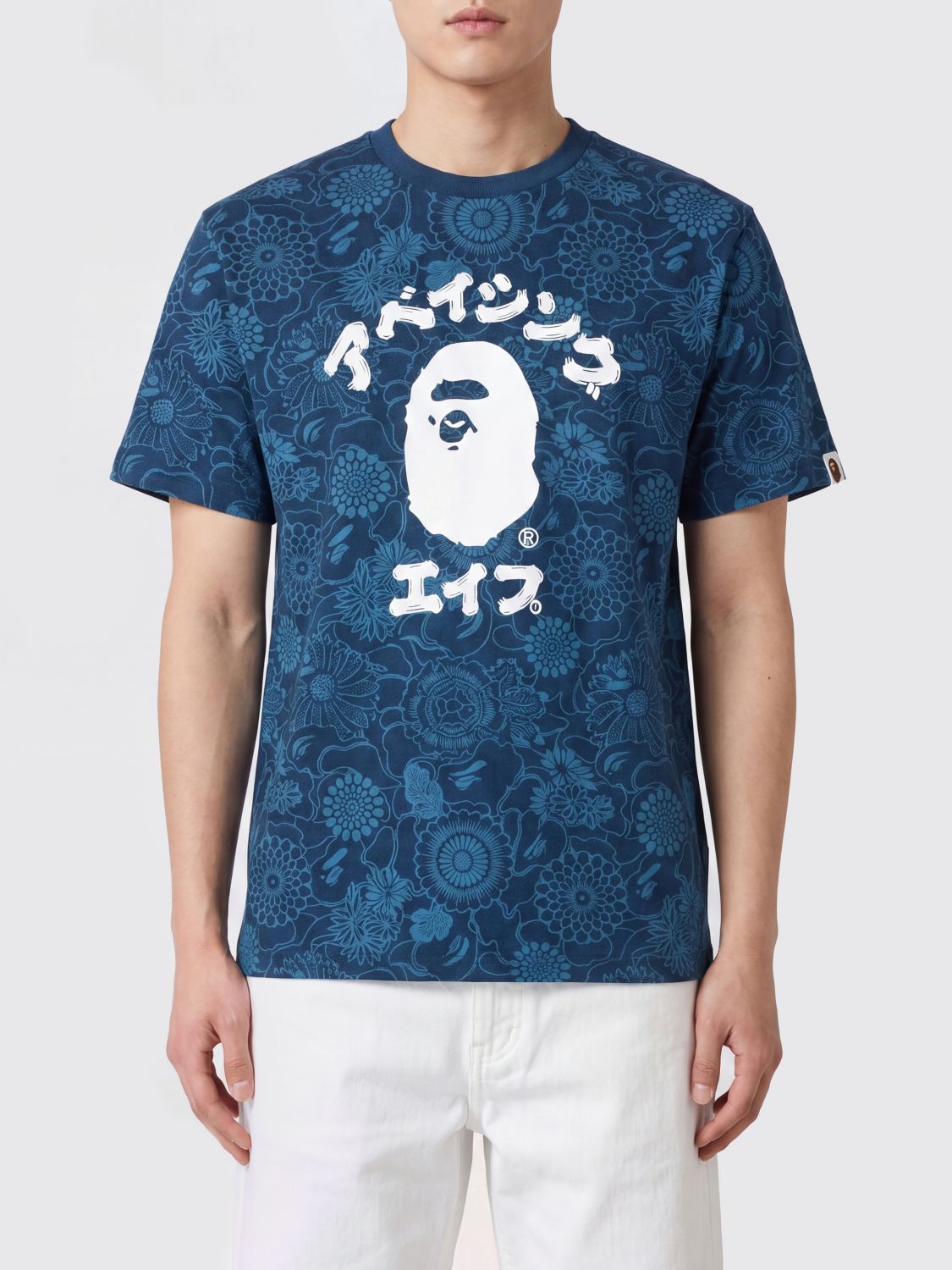 BAPE Slim Fit Graphic Print Cotton T-Shirt with Contrasting Logo