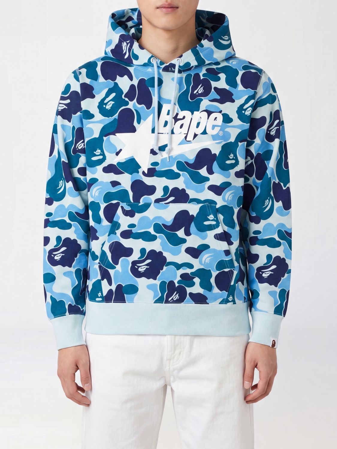 BAPE Camouflage Print Cotton Hoodie with Slim Fit