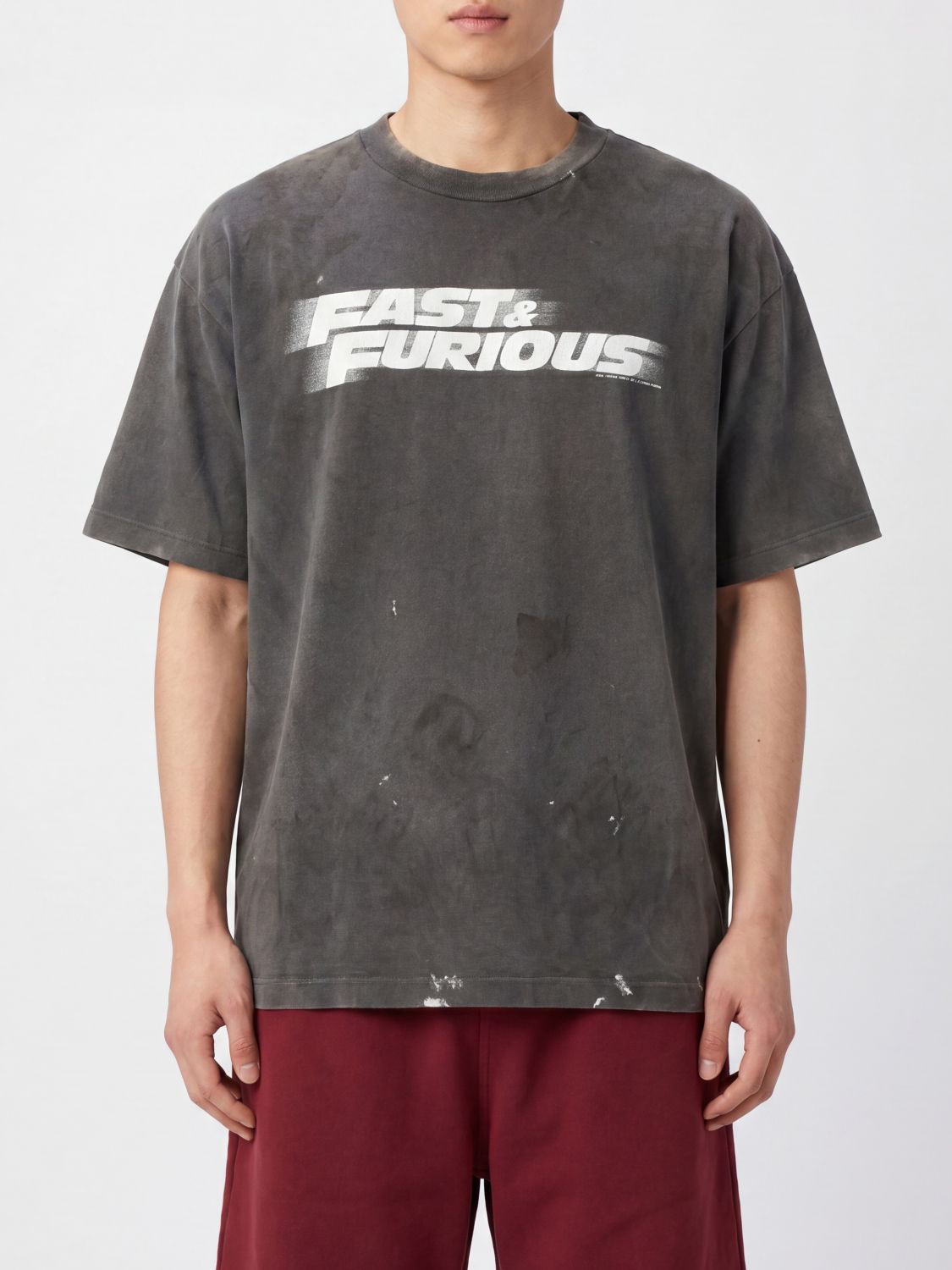 SAINT MXXXXXX T-shirt in cotone con stampa grafica e spalle scese