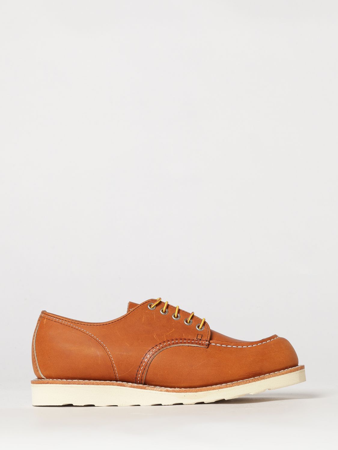 Red Wing Moc Toe Waxed Leather Derby Shoes with Rubber Sole