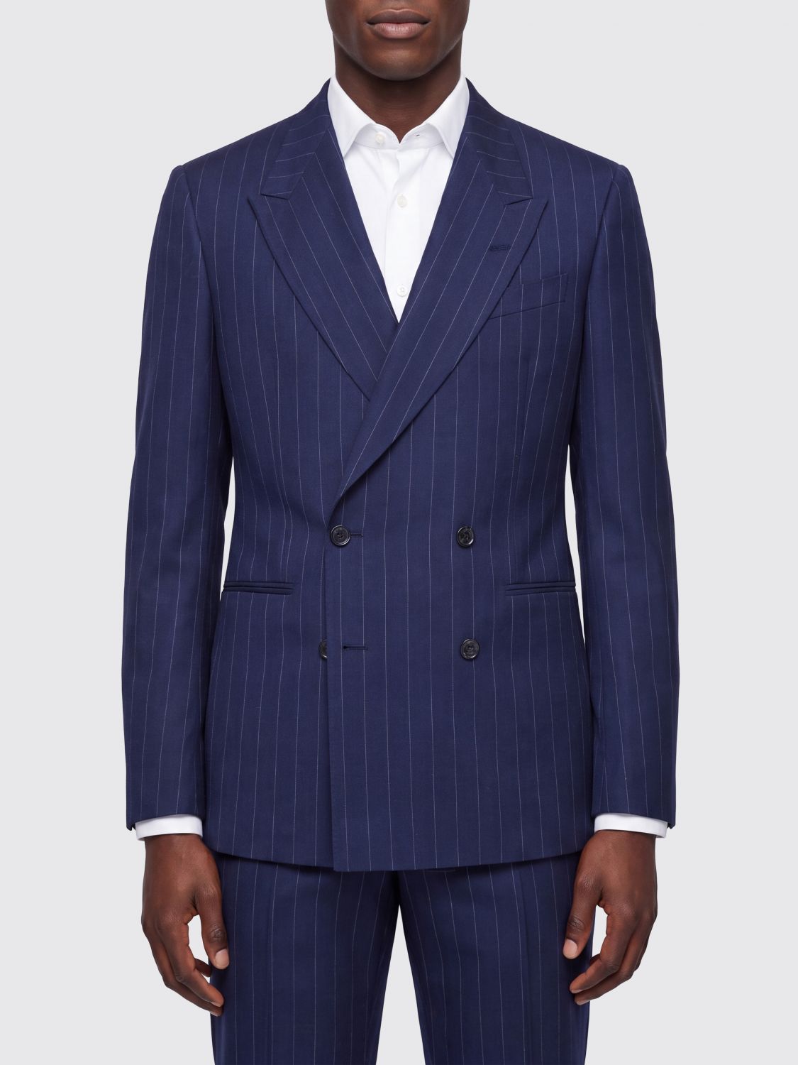 PAUL SMITH Double-Breasted Pinstripe Wool and Linen Blazer